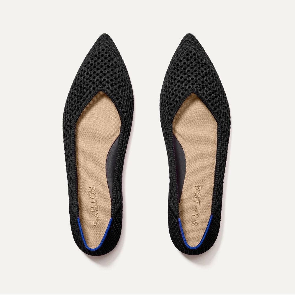 Rothy’s The Point Knit Slip-On Ballet Flats Black Mesh Women’s Size 9.5
